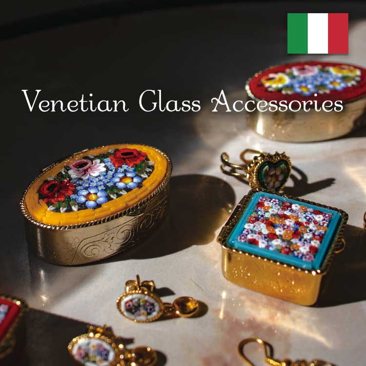 イタリア　フィレンツェの伝統技法「ガラスモザイク」で作られたアクセサリー