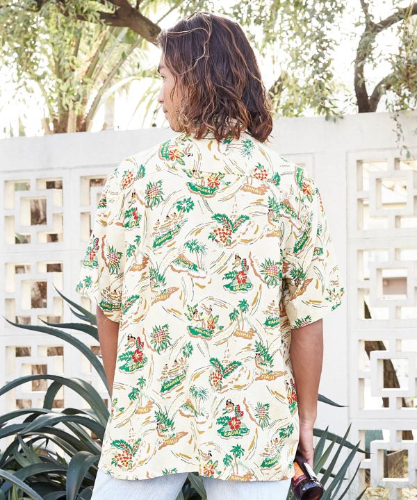 フレンドアイルアロハメンズシャツ【TWO PALMS】(L CHARCOAL