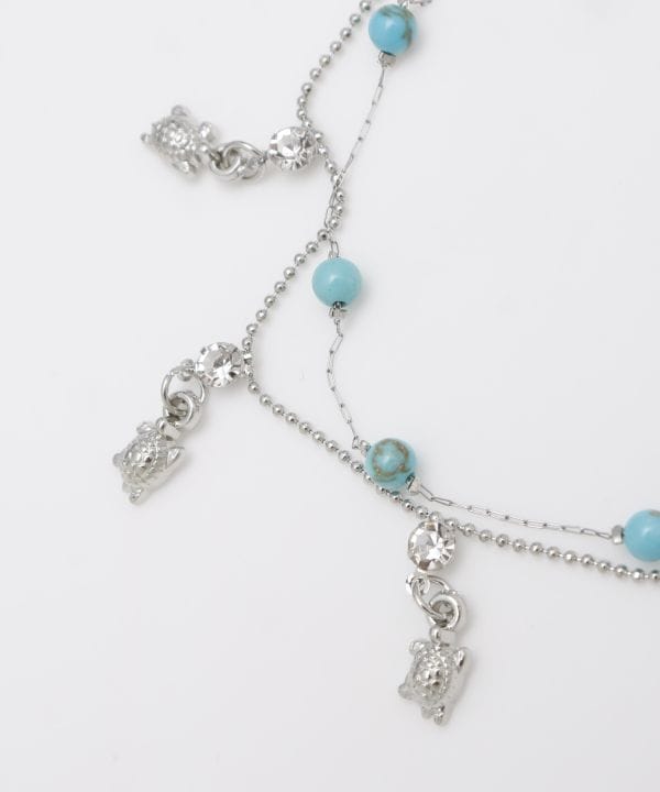 #天然石アンクレット♡ブルーサファイア&ペリドットのレインボーホヌアンクレット 天然石アンクレット♡ブルーサファイア&ペリドットのレインボーホヌ