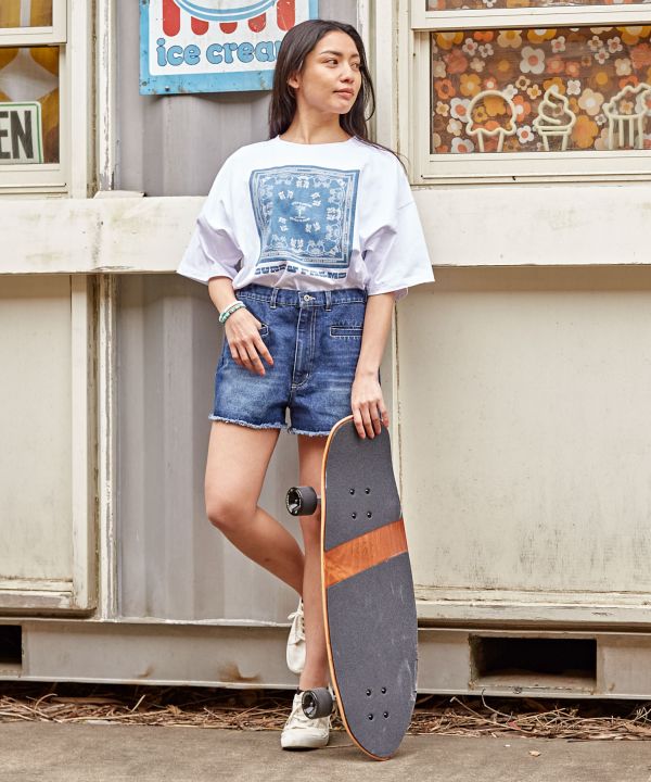 ウォッシュデニムショートパンツ【SURF&Palms】(NAVY): 『Kahiko