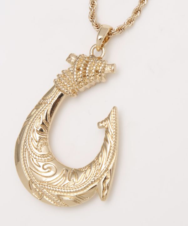 メンズハワジュフィッシュフックネックレス(GOLD): 『Kahiko