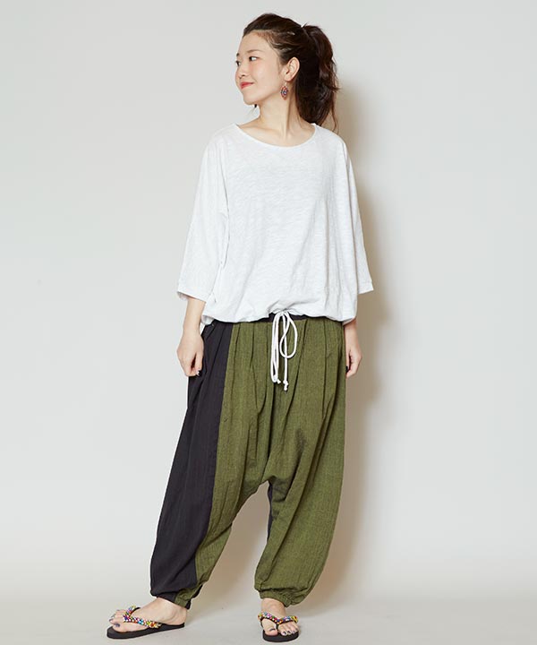 ✿もゆる✿センソユニコ✿ サルエルパンツ 赤い模様 アナンダサルエルパンツ(OFF WHITE): 『チャイハネ』公式通販