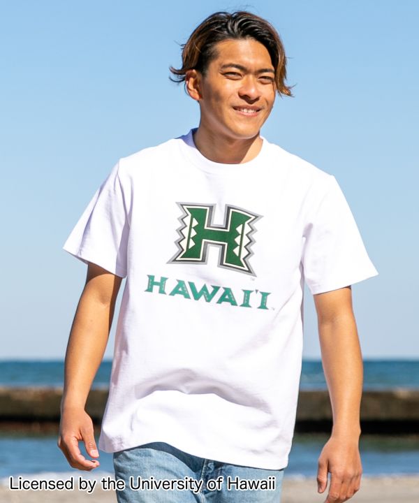 フロッキーロゴメンズＴシャツ【University of Hawaii】(WHITE