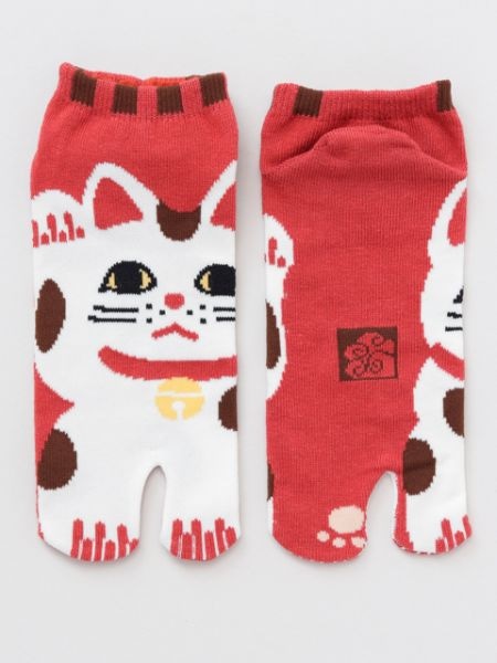 赤招き猫足袋/短丈（23-25cm）