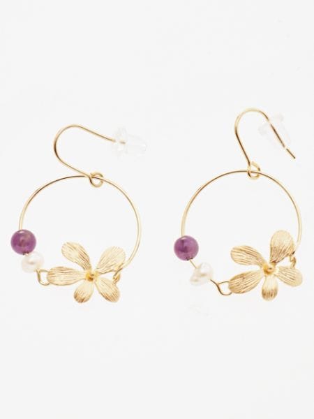五弁花ピアス Amethyst 岩座 いわくら 公式通販