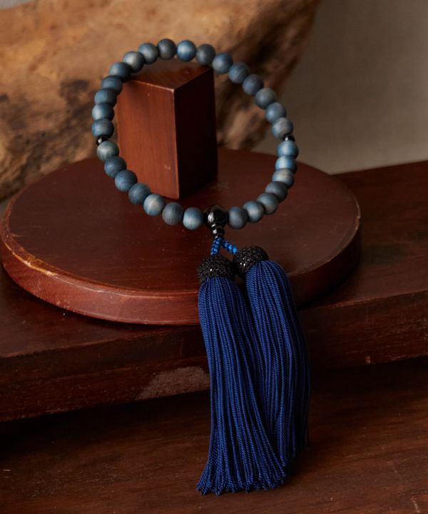 【念珠】女性用藍染浅葱つづき珠[収納袋付き]